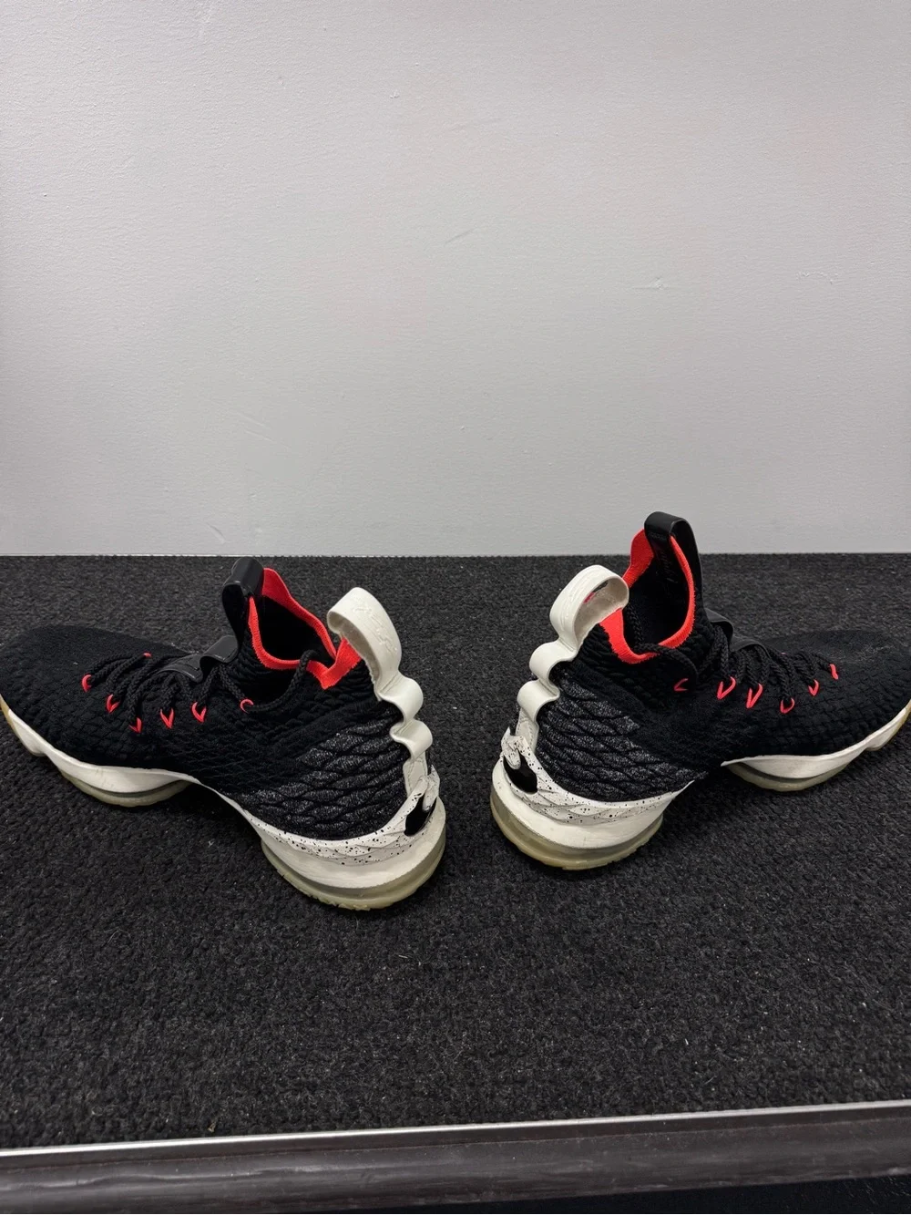 LeBron 15 ‘Bright Crimson High-Top Sneakers with Red Accents and Gum Sole
